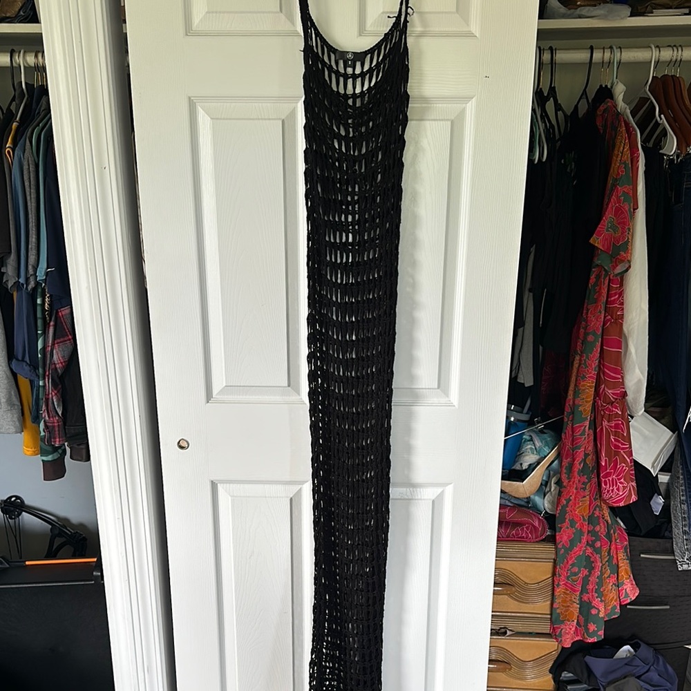 Black Crochet Maxi Dress